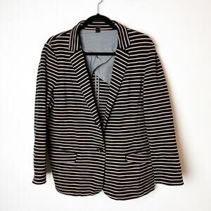 SZ XL J. Crew Striped Blazer Jacket Black & Tan